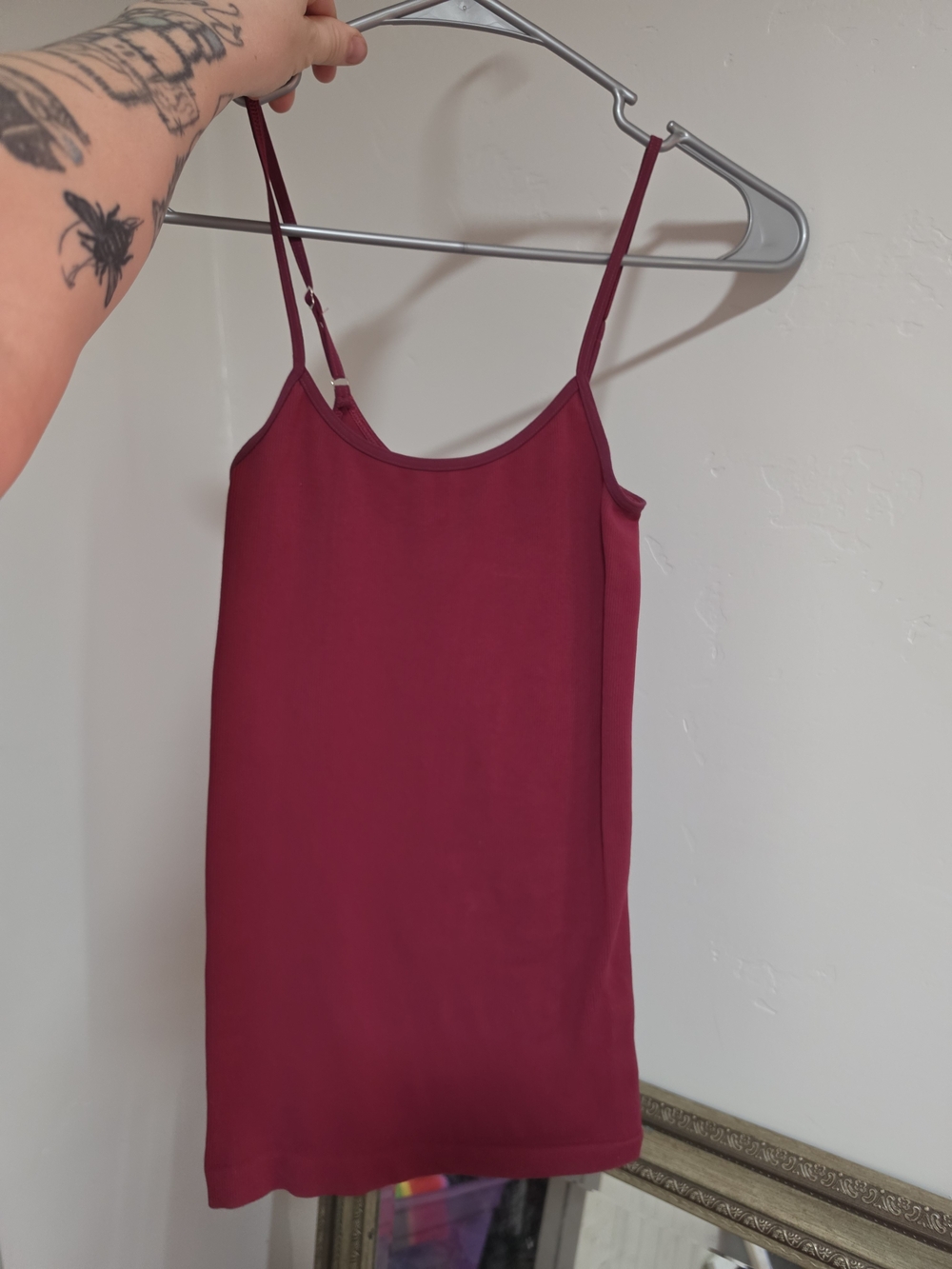Free People Women's Burgundy Tank - Classic Spaghetti Strap